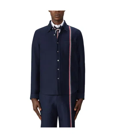Thom Browne Rwb-stripe Cotton Shirt Jacket In Black