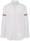 Thom Browne Vertical Stripe Button-down Shirt With Rwb Detail In Multi