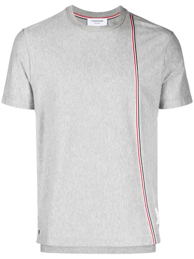 Thom Browne Grey Rwb Stripe-print Cotton T-shirt In Medgrey