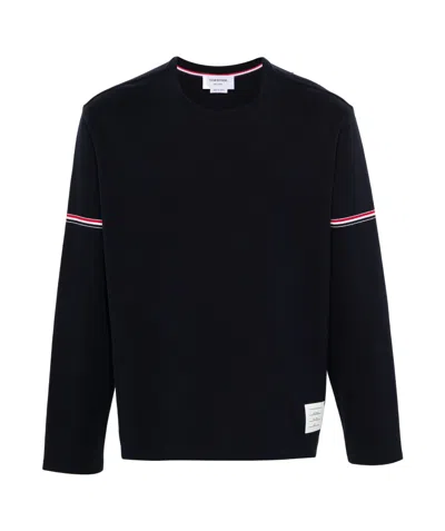 Thom Browne Rwb Stripe Cotton T-shirt In Black