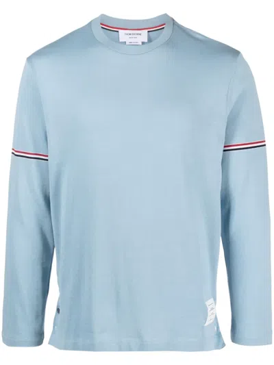 Thom Browne Rwb-stripe Cotton T-shirt In 450 Blue
