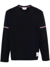 Thom Browne Rwb Intarsia Armband Tweed Pullover In Blue