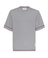 Thom Browne Asymmetric Hem T-shirt Stripe Detail In Gray
