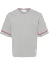 Thom Browne Asymmetric Hem T-shirt Stripe Detail In Grey