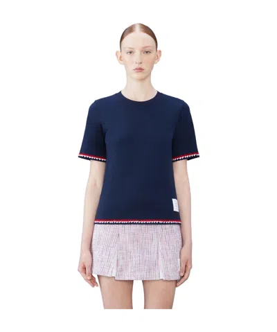 Thom Browne Rwb-stripe Cotton T-shirt In Multicolor