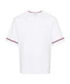 Thom Browne White Crewneck T-shirt With Rwb Detail On Neck And Sleeve In White