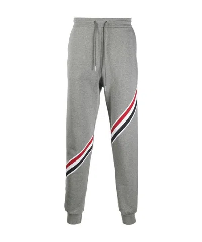 Thom Browne Rwb-stripe Cotton Track Pants In Gray