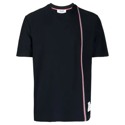Thom Browne Rwb Stripe Cotton T-shirt In Black