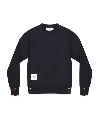 Thom Browne Rwb Stripe Crew Neck Sweatshirt In Blue