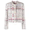 Thom Browne Rwb Stripe Deconstructed-design Tweed Jacket In Blue/white