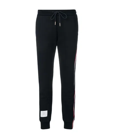 Thom Browne Rwb Stripe-detail Drawstring Track Pants In Black