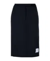 Thom Browne Rwb Stripe-detail Midi Skirt In Navy Blue