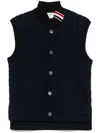 Thom Browne Rwb Stripe-detail Quilted Vest In Blue