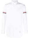 Thom Browne Oxford Grosgrain Long-sleeved Shirt In White