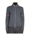 Thom Browne Rwb-stripe Cotton Jersey Zip-up Jacket In Gray
