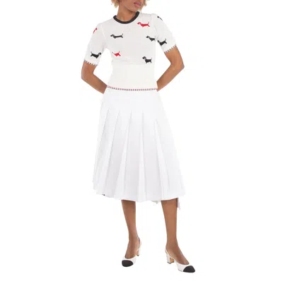Thom Browne Rwb Stripe Dropped Back Pleated Skirt