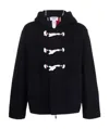 Thom Browne Rwb-stripe Duffle Jacket In Black
