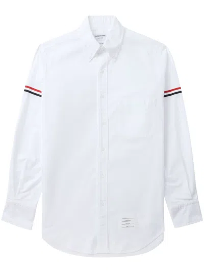 Thom Browne Rwb Stripe Grosgrain Shirt In White