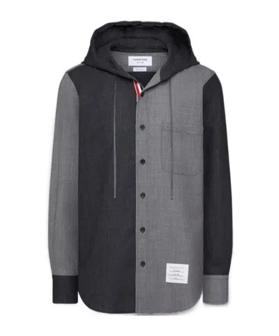 THOM BROWNE THOM BROWNE RWB-STRIPED DRAWSTRING HOODED SHIRT
