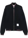 Thom Browne Chunky Loopback Jacket With Rwb Tipping Stripe In Black