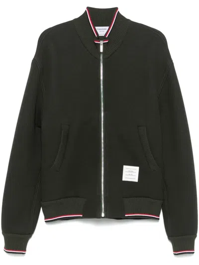 Thom Browne Rwb-stripe Knitted Jacket In Green