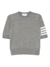 Thom Browne Rwb-stripe Knitted T-shirt In Gray