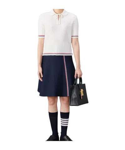 Thom Browne Rwb-stripe Knitted T-shirt In Multicolor
