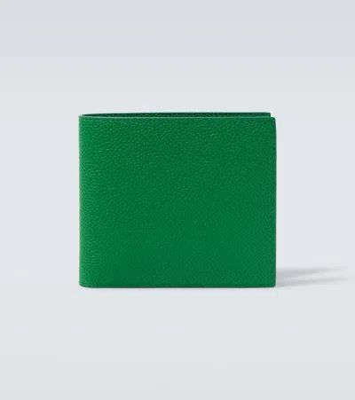 Thom Browne Rwb Stripe Leather Bifold Wallet In Green