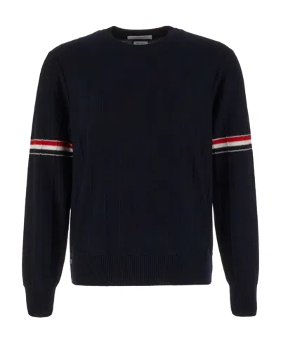 THOM BROWNE THOM BROWNE RWB-STRIPE LONG-SLEEVED CREWNECK JUMPER
