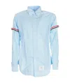 Thom Browne Button-down Collar Grosgrain-trimmed Cotton-poplin Shirt In Blue