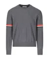 Thom Browne Rib Stitch Wool Sweater In Gray