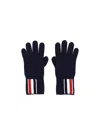 Thom Browne Blue 4-bar Stripe Cashmere Gloves In Black