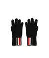 Thom Browne Rwb-stripe Merino Wool Gloves In Black