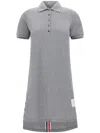 Thom Browne Striped Cotton Pique Polo Dress In Grey