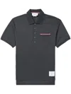 Thom Browne Rwb Stripe Patch Polo In Black