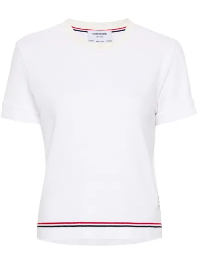 THOM BROWNE THOM BROWNE STRIPE DETAILED KNITTED TOP