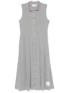 Thom Browne Rwb-stripe Pleated Midi Dress