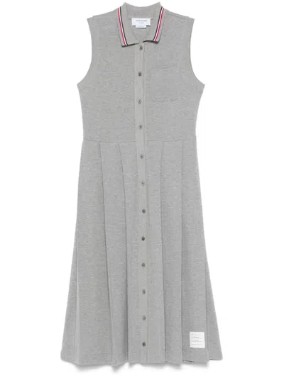 Thom Browne Rwb-stripe Pleated Midi Dress
