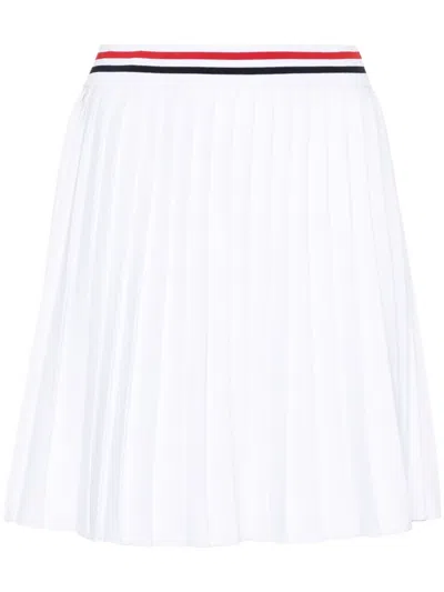 Thom Browne Rwb-stripe Pleated Miniskirt In White