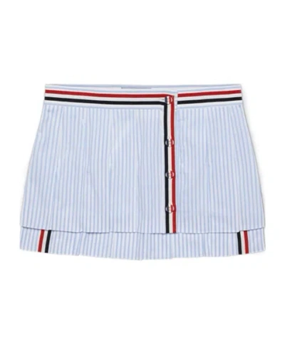 Thom Browne Rwb-stripe Pleated Wrap Skirt In Blue