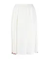 Thom Browne Rwb-stripe Pleated Wrap Skirt In White