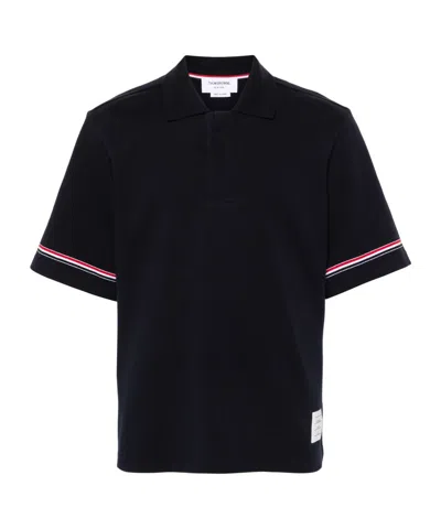 THOM BROWNE THOM BROWNE RWB-STRIPED SHORT SLEEVED POLO SHIRT