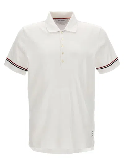 Thom Browne Rwb Stripe Polo Shirt In White