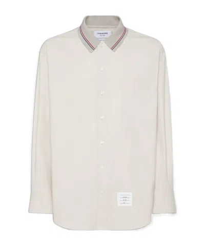 Thom Browne Rwb Stripe-print Cotton Overshirt In White