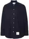 Thom Browne 4-bar Shirt In Light Wool In Blue