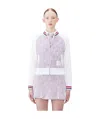 Thom Browne Rwb Stripe-print Tweed Jacket In White