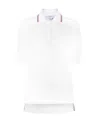 Thom Browne Striped Collar Embroidery Polo Shirt In White