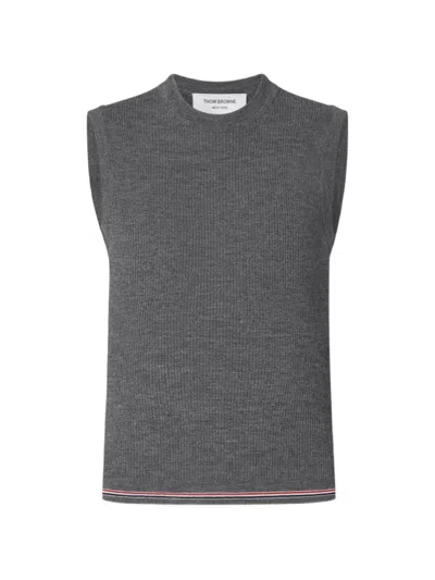 Thom Browne Merino Wool Rwb Stripe Shell Top In Gray