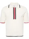 Thom Browne Rwb Stripe Short Sleeves Milano Stitch Polo In Neutrals