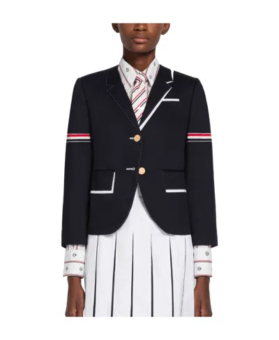 Thom Browne Rwb Stripe Single-breasted Blazer In Black